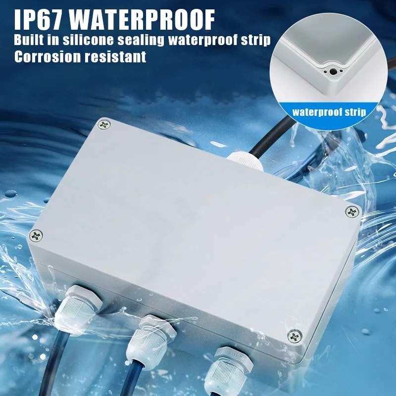 IP66 Outdoor ABS Plastic Electric Cable Branch Box Waterproof Distribution Enclosure Case Home Monitor Terminal Junction Box