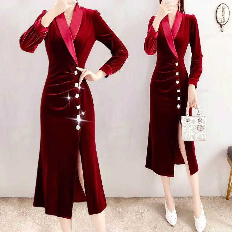 2024 Evening Dress Autumn And Winter Dress Women Spring And Autumn Long Noble Banquet Elegant Sexy Slim Usually Can Wear A Skirt