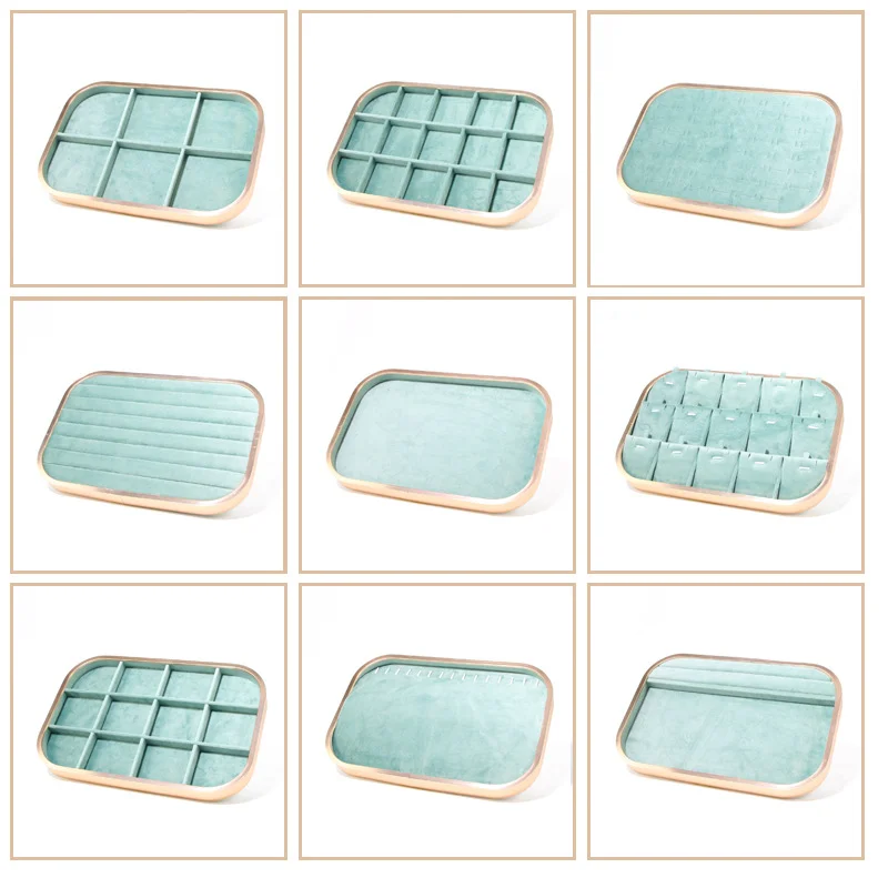 High-quality Velvet Jewelry Storage Tray Metal Frame Jewelry Display Tray Displaying Ring NecklacePendant Bracelet Display Prop