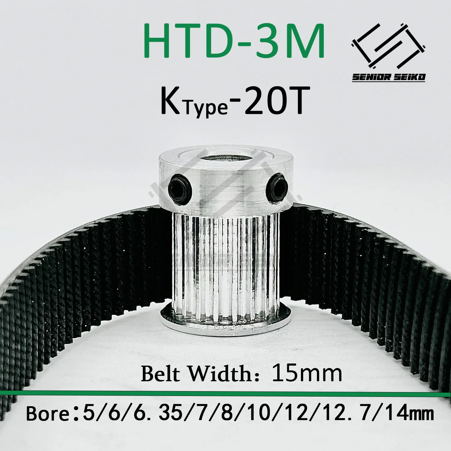 HTD3M 40Teeth 20T 20Teeth 40T Timing Pulley Belt Set Belt Width 15mm Bore 5~20mm Reduction 2:1  3M Pulley Kit Synchronous Wheel