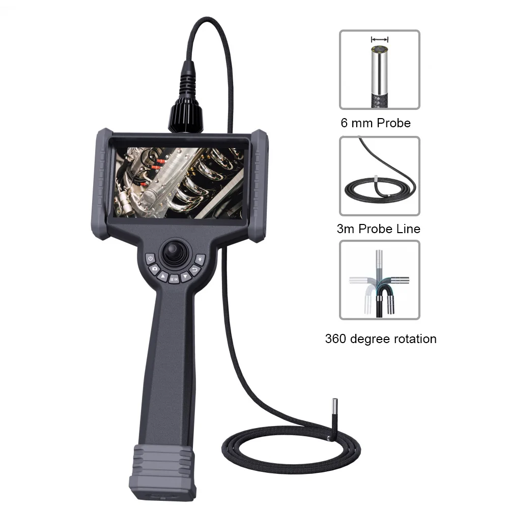 Inspection Camera Industrial Endoscope, Sewer Industrial Endoscope With 6mm Diameter, 1080P Articulating Digital Endoscope