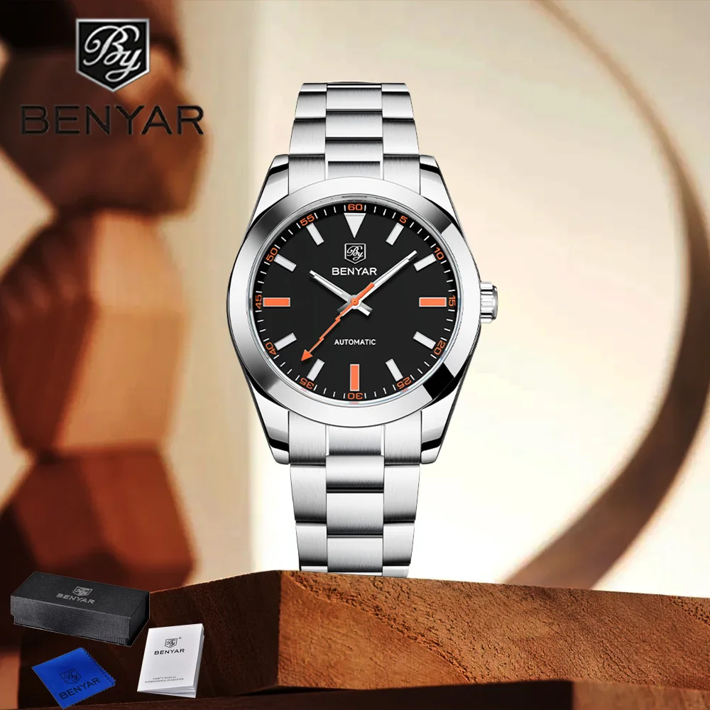 

2025 новейший дизайн, 40 мм, мужские повседневные механические часы, зеркальные мужские автоматические часы Hardlex, роскошные часы из нержавеющей стали, подарочная коробка Luminou