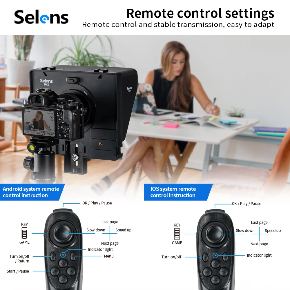 Selens Portable Teleprompter Prompter Smartphone/Camera Video Recording Streaming Support Horizontal and Vertical Shooting