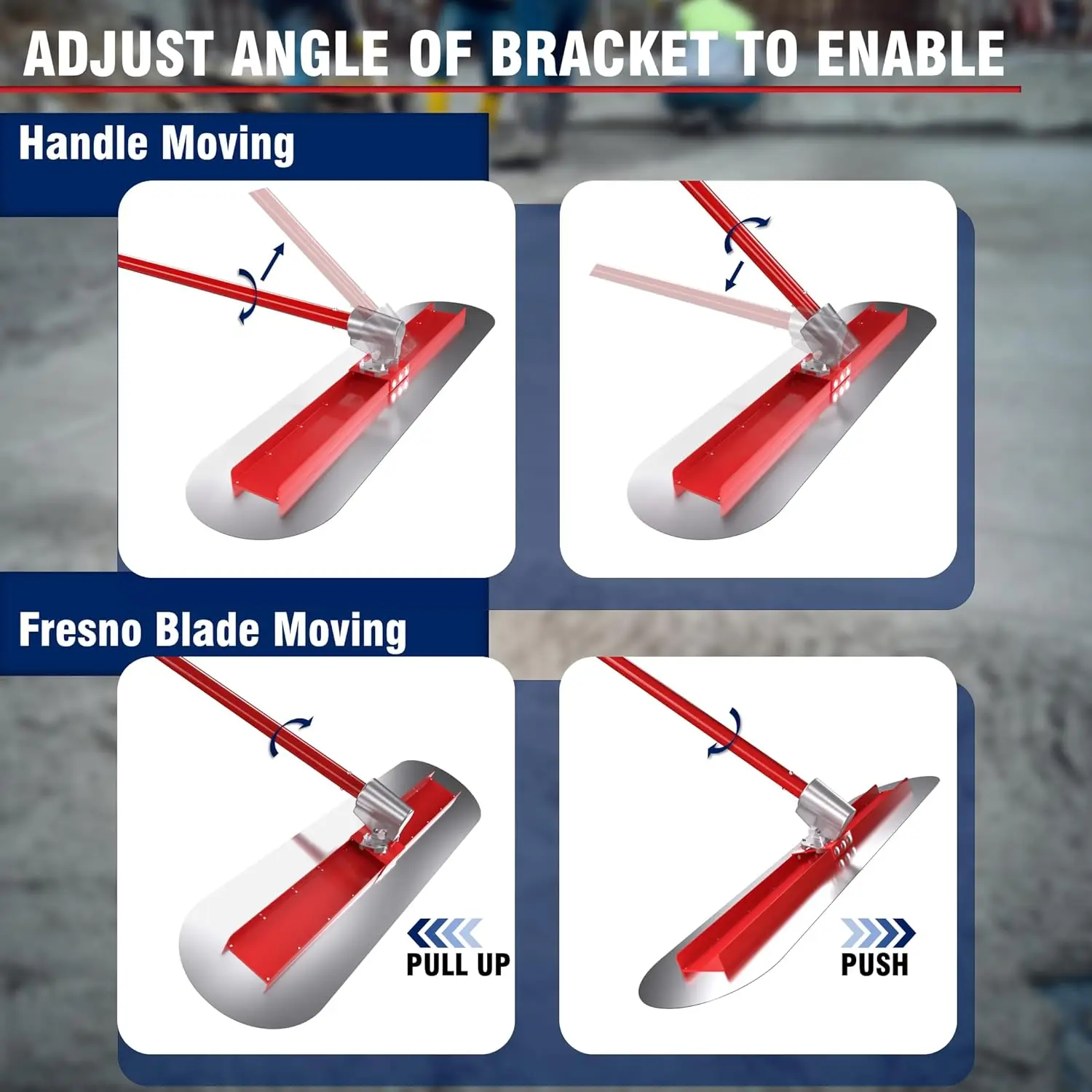 Kit de flotteur Bull Fresno en acier inoxydable, truelle de finition en béton à bout rond, planche à truelle avec 3 foy et support rapide d'inclinaison