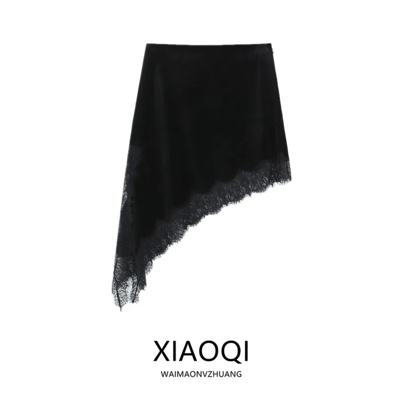 

Winter 2025 New Women's Faionable Asymmetric Lace Velvet Skirt Versatile Ci Commute mid Waist Other Material 00%