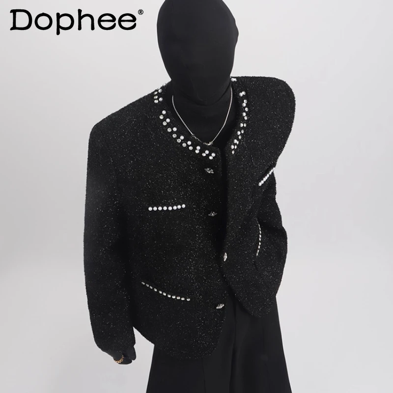 

Men's 2025 Spring Autumn New High-End Coats Trendy Rhinestone Beaded Small Fragrant Jackets Loose Comfort Stylish Men's Jackets