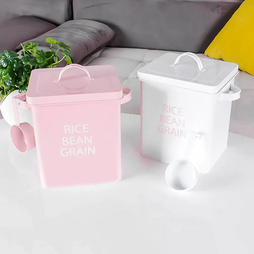 Pink Pet Food Storage Barrel Airtight Sealed Dustproof Metal Container Moisture-Proof Food Storage Case for Dogs Cats
