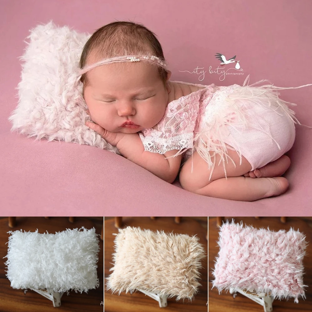 

Newborn Photography Props Pillow Studio Accessories White Faux Fur Fabric Baby Shooting Photo Posing Beanbag Bebe Fotografia