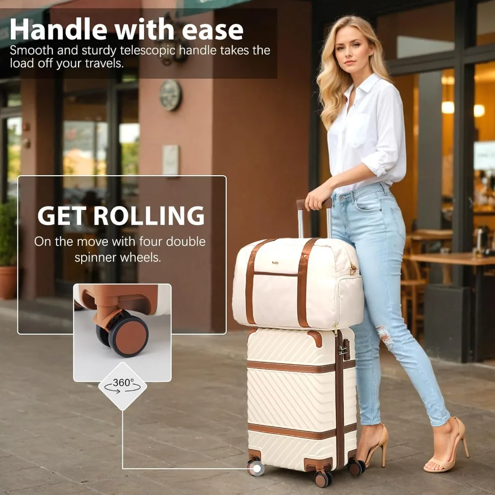 Coolife Carry-On Hardshell Spinner Suitcase with TSA Lock and Telescopic Handle