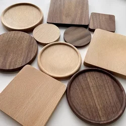 1PCS Wooden Coaster Tea Coffee Cup Pad Walnut Durable Heat Resistant Round Bowl Teapot Mat Home Wood Placemats Decor Coasters