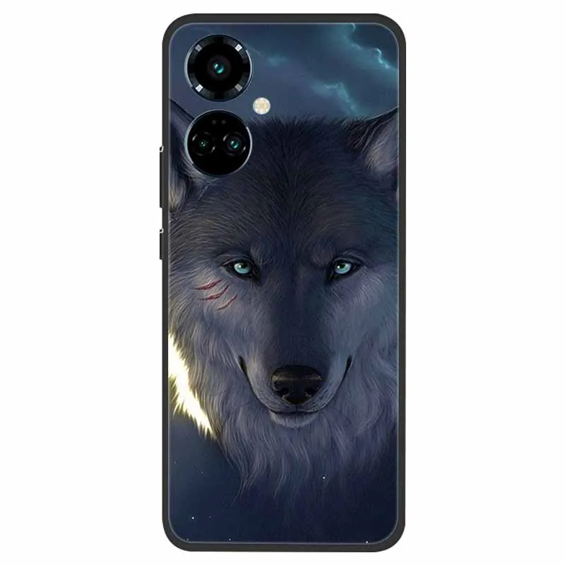 For Tecno Camon 19 Case Camon19 Neo TPU Wolf Cat Silicone Bumper Cover for Tecno Camon 19 Pro 5G / 19 Neo Phone Case Soft Cover