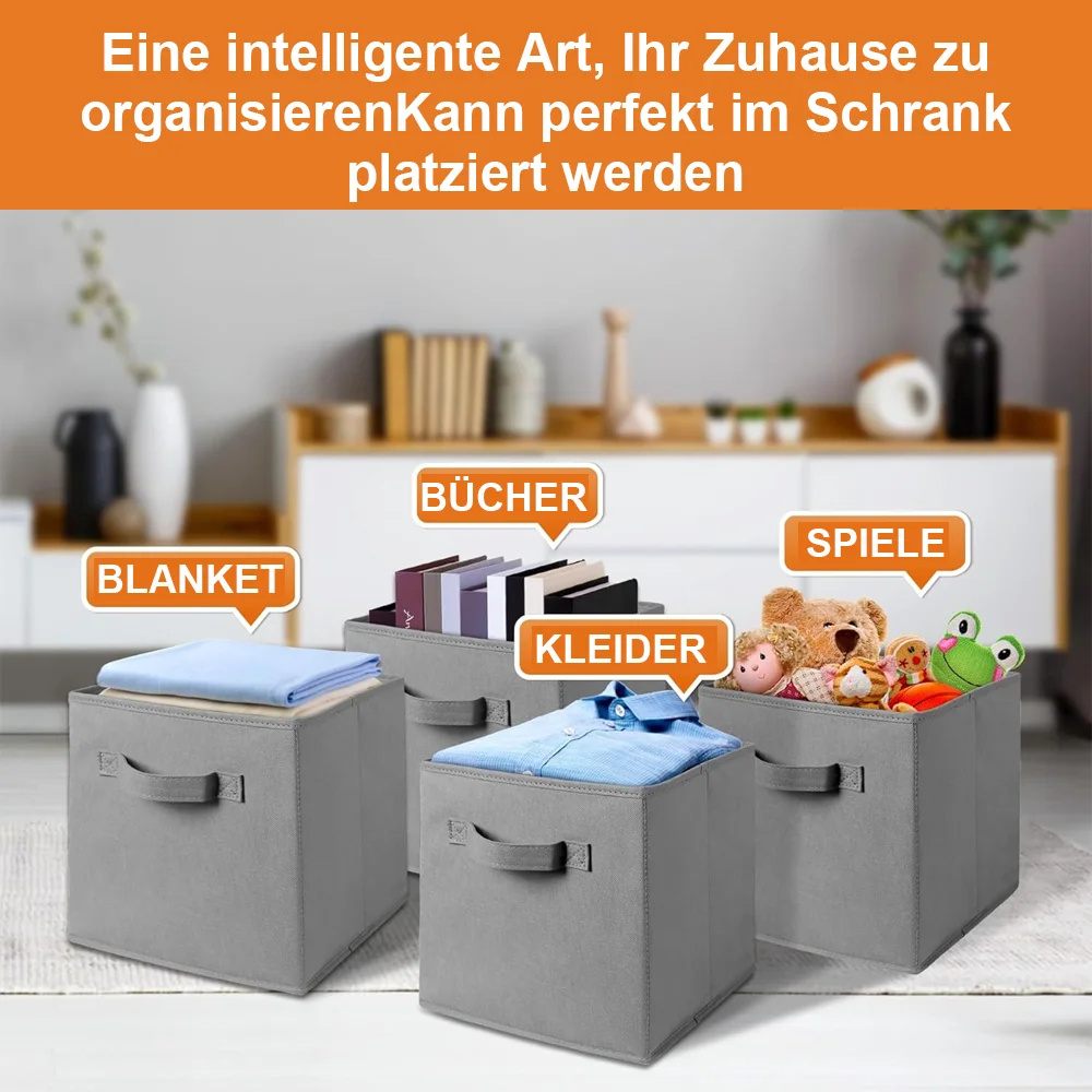 4er/8er-Set faltbare Aufbewahrungsboxen aus Stoff – Kleiderschrank-Organizer für Kleidung, Unterwäsche, Socken, Spielzeug, Kosmetik und Kleinkram – Detail 1