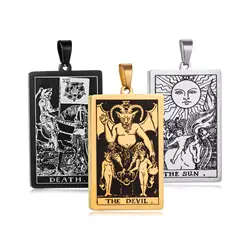 Retro Stainless Steel 22 Magic Tarot Card Pendants Lucky Amulet Pendant DIY Astrology Divination Necklaces Jewelry Making Gifts