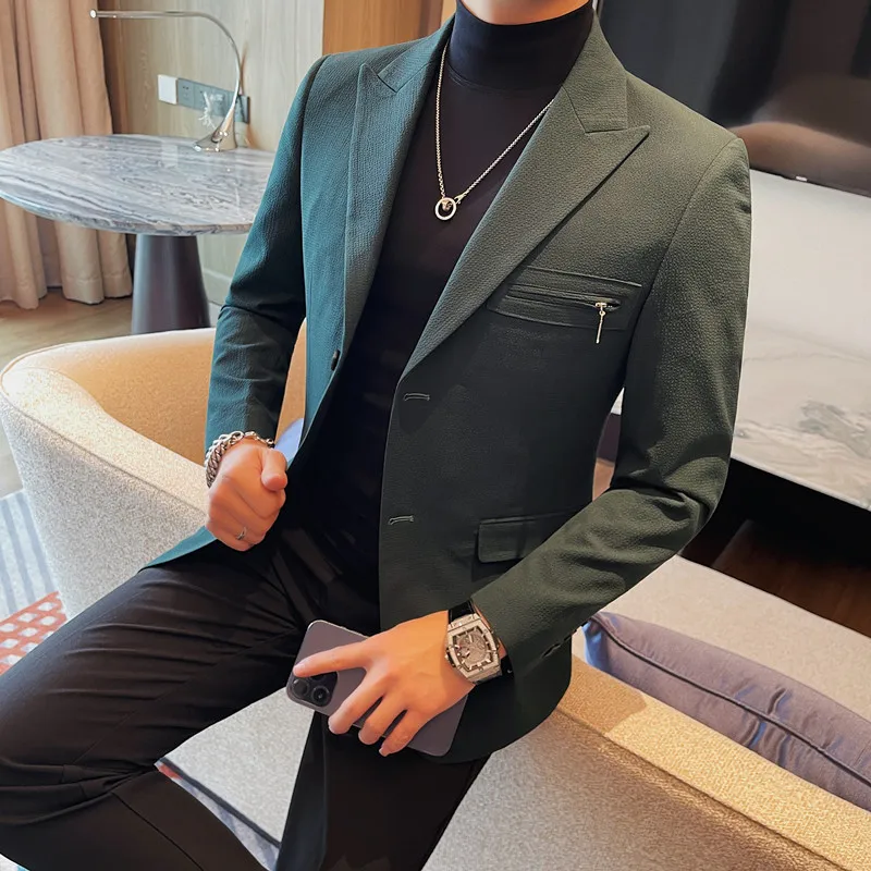 

M-XXXXL Plus мужской однобортный пиджак с лацканами и двумя пуговицами, однотонный свадебный пиджак с длинными рукавами, официальный наряд для жениха