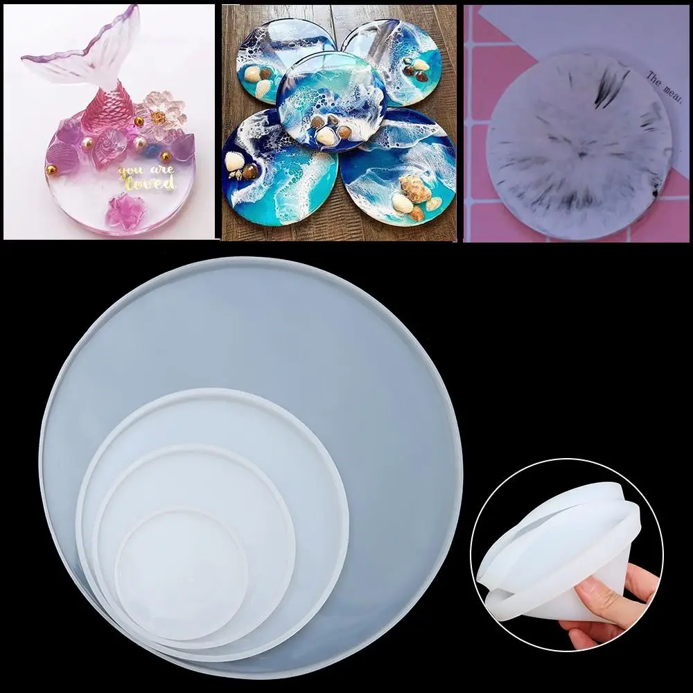 Handmade Silicone Pendant Agate Fluid Arts Epoxy Resin Casting Molds Coaster Mold Round Jewelry Making Mould