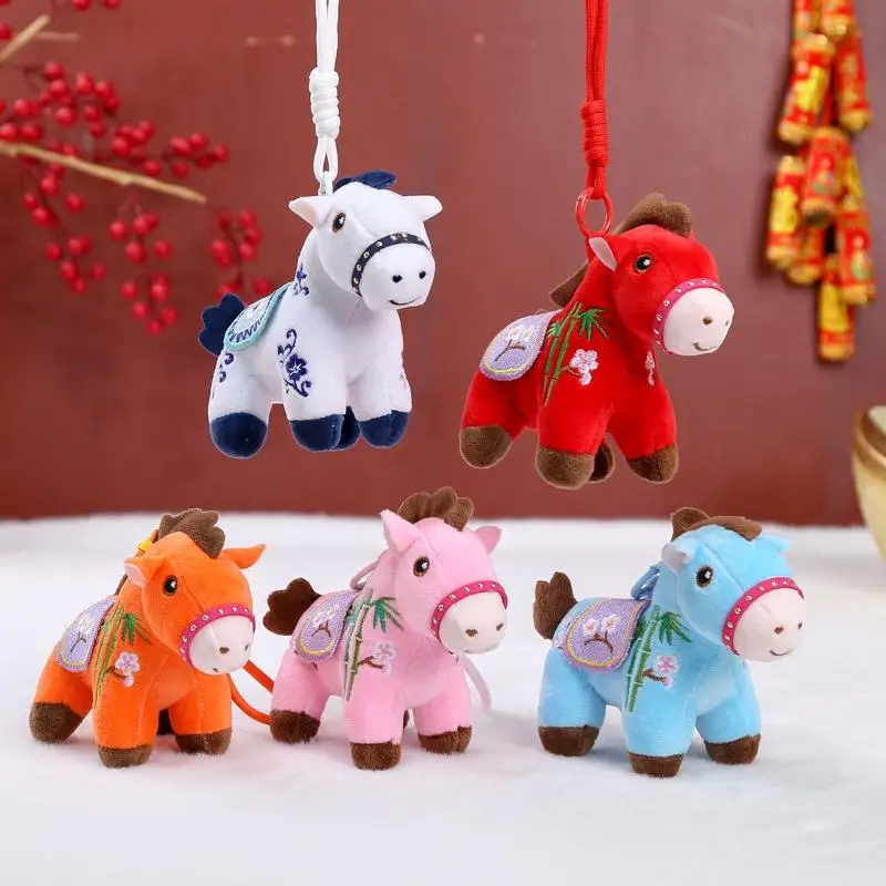 1 Uds. 12/20CM Kawaii Animal realista simulación muñeco de peluche bolsa colgante lindo Mini caballo Keychian juguete de peluche decoración DIY