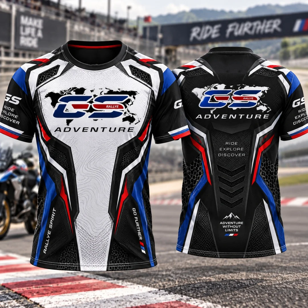 Men GS Adventure Motorbike T Shirt Full Print Short Sleeve Quick Dry Biker Tee Outdoor Motorcycle Riding Touring Rider Clothing