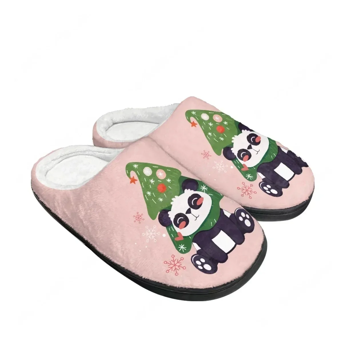 Christmas Cute Panda Snowflakes Dachshund Pink Home Cotton Slippers Mens Womens Teenager Plush Bedroom Keep Warm Custom Slipper view 3