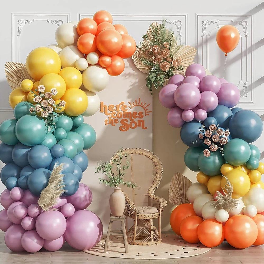 144-teiliges Wald-Ballon-Girlanden-Set Braune Orange Salbeigrüne Latex-Ballons für Schulanfang Geburtstagsfeier Dekoration Geschenke