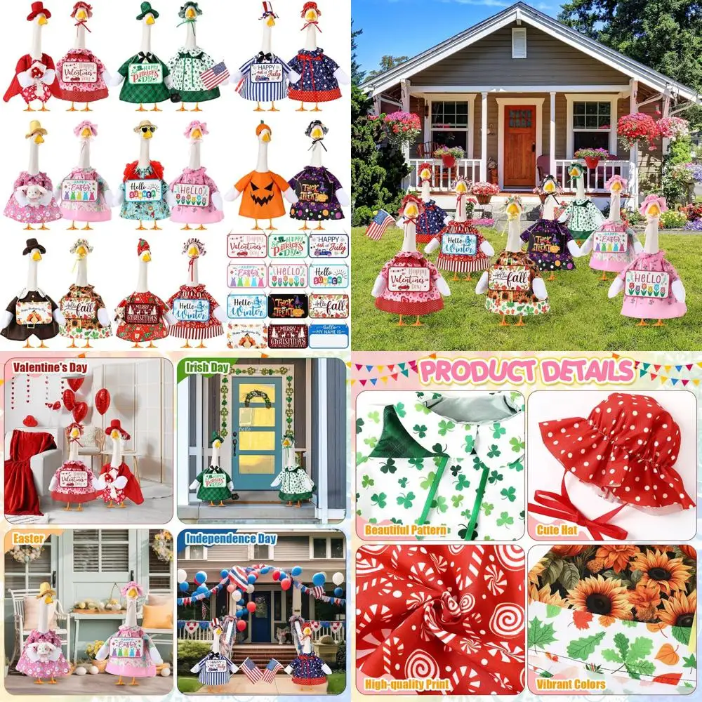 

Праздничные наряды на крыльце и гуся: осень, Хэллоуин, Рождество, всесезонный ансамбль приветственного знака