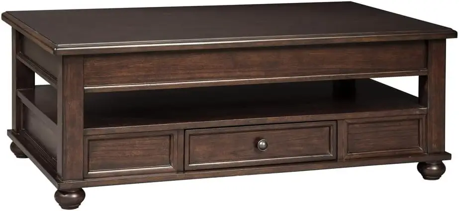 

Barilanni Traditional Lift Top Coffee Table with 1 Storage Drawer, Open Shelf and Hidden Storage, Dark Brown