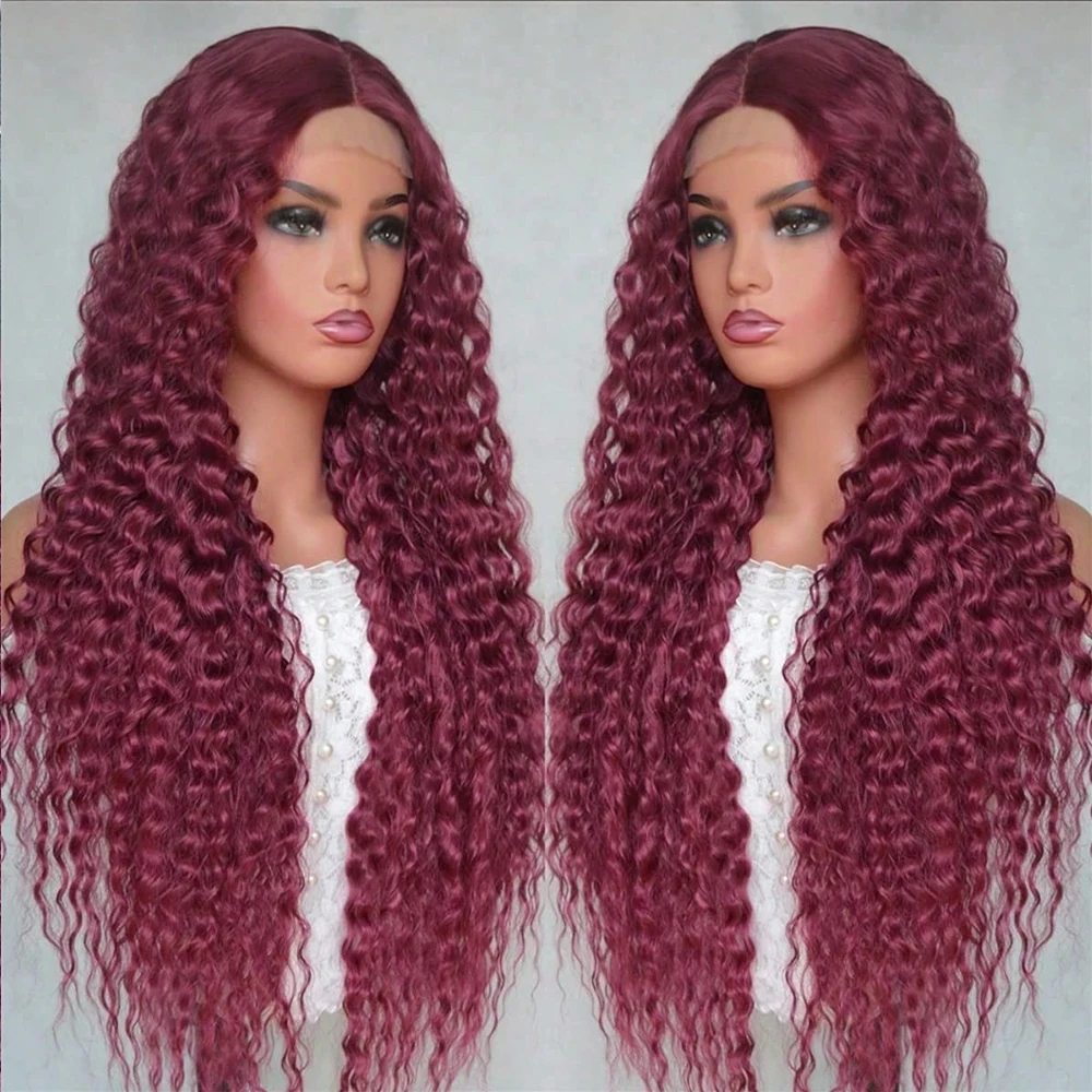 

99J Burgundy Lace Front Wigs Human Hair Deep Wave 13x4 HD Lace Frontal Wigs Red Colored 99J Curly Human Hair Wig With Baby Hair