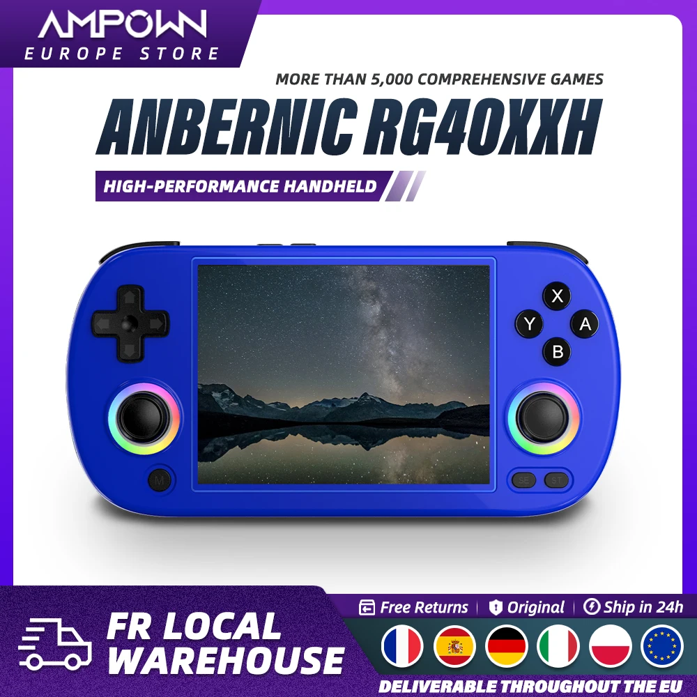 ANBERNIC RG40XX H Console de jeu portable horizontale, lecteur de jeux rétro, écran IPS 4 pouces H700, Linux 64 bits, 64 Go TF, joystick RGB, WiFi, Bluetooth, sortie HDMI TV, lecteur vidéo MP4,