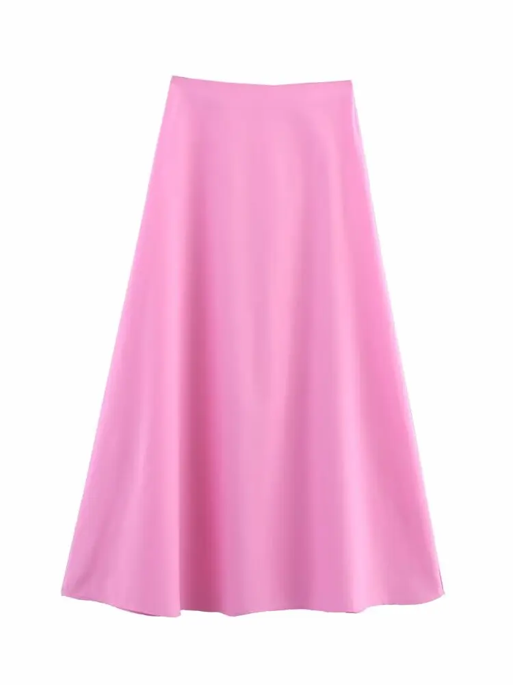 

ZBZA Spring New Women's Pink V-ne Svel Suit Vest High Waist Skirt Set Faionable Simple Sle Polyester Fiber