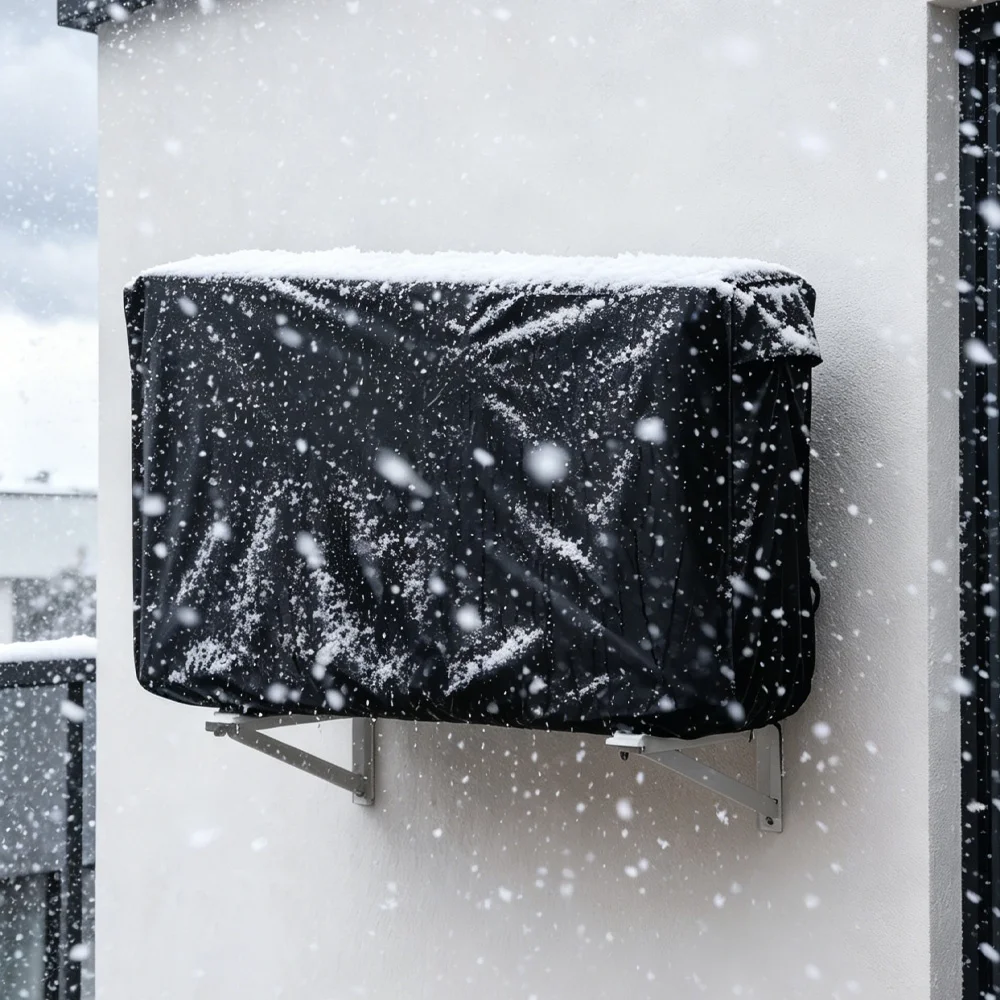 All Season Outdoor Air Conditioner Unit Cover Windproof Dustproof Sun Rain Protector With Elastic Hem Snap Buttons Vent Holes