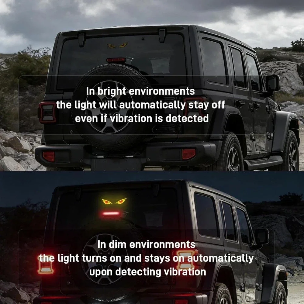 Solar Powered Suction Cup Car Neon Light Wireless Demon Eye LED Ambient Light USB Rechargeable Atmosphere Breathing Lamp Decor