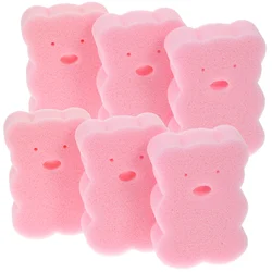 6Pcs Baby Bath Sponges Bear Shape Shower Sponges Bathroom Supplies for Infants Kids Adults