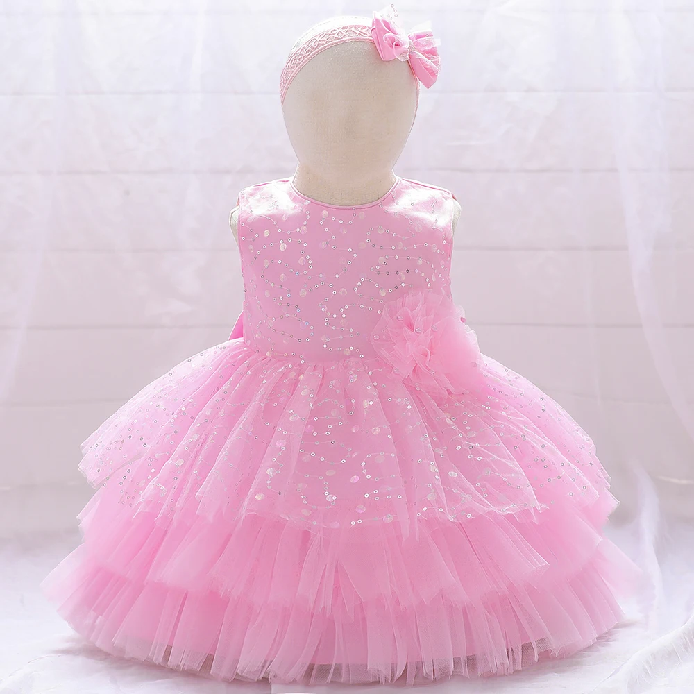 Flower Girls Wedding Bridesmaid Party Dress Tutu Gown Toddler Girl 1st Birthday Princess Dresses Kids Summer Holiday New Clothes