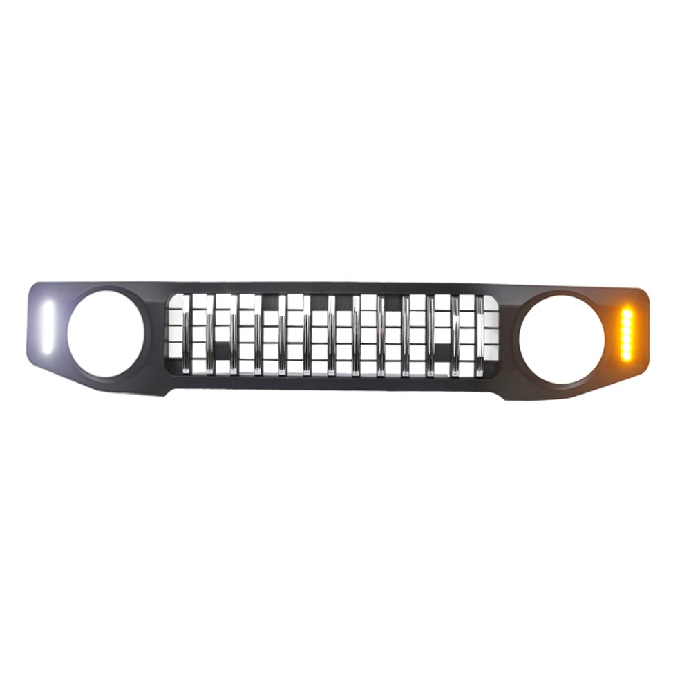 Car Front Bumper Grille With LED Lamps For Suzuki Jimny JB64 JB74 2019-2023 Racing Grill Mask Radiator Grills Upper Grid Cover