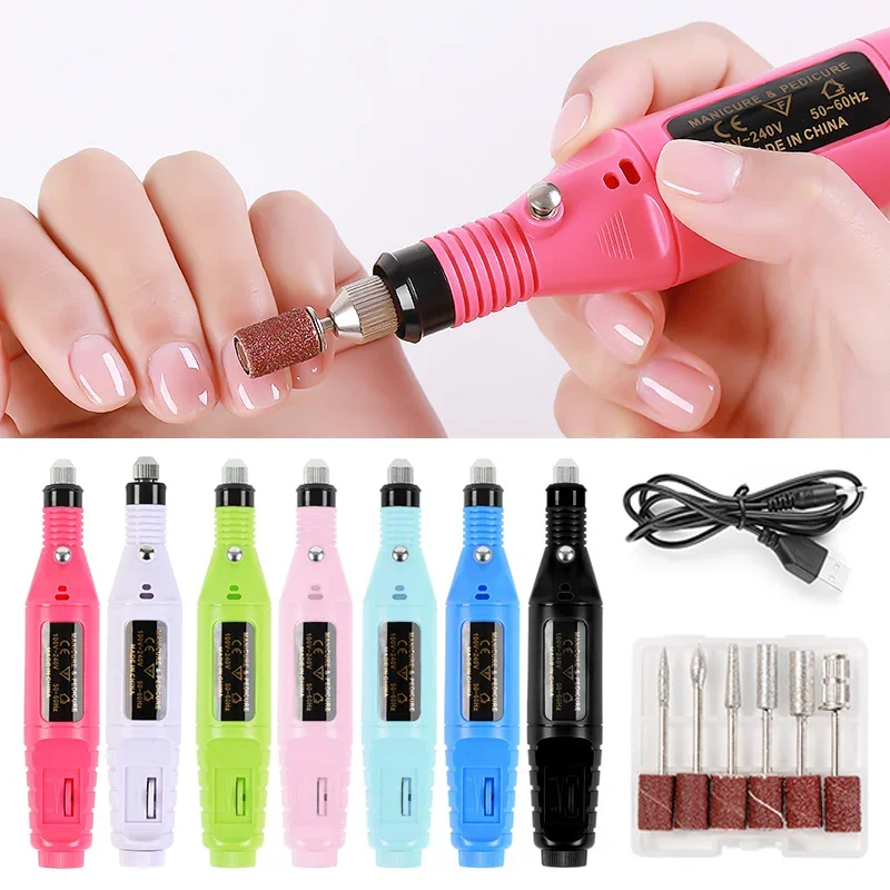 20000RPM Electric USB Nail Drill Machine Professional Manicure Pedicure Drill Set With Nail Drill Bits Polishing Equipment Tools