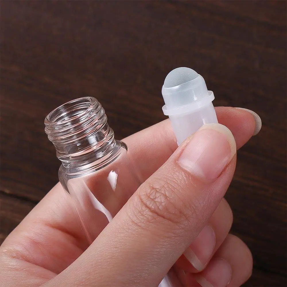 مع كرة زجاجية لمستحضرات التجميل مع لفة على زجاجات شفافة فارغة زجاجات دوارة زجاجية زجاجة كرة دوارة حاوية قابلة لإعادة الملء #4