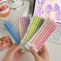 6Pcs/Set Cute Morandi Gel Pen Kawaii 0.5mm Black BallPen Office School Stationery Supplies Student Writing Water Pen Neutral Pen