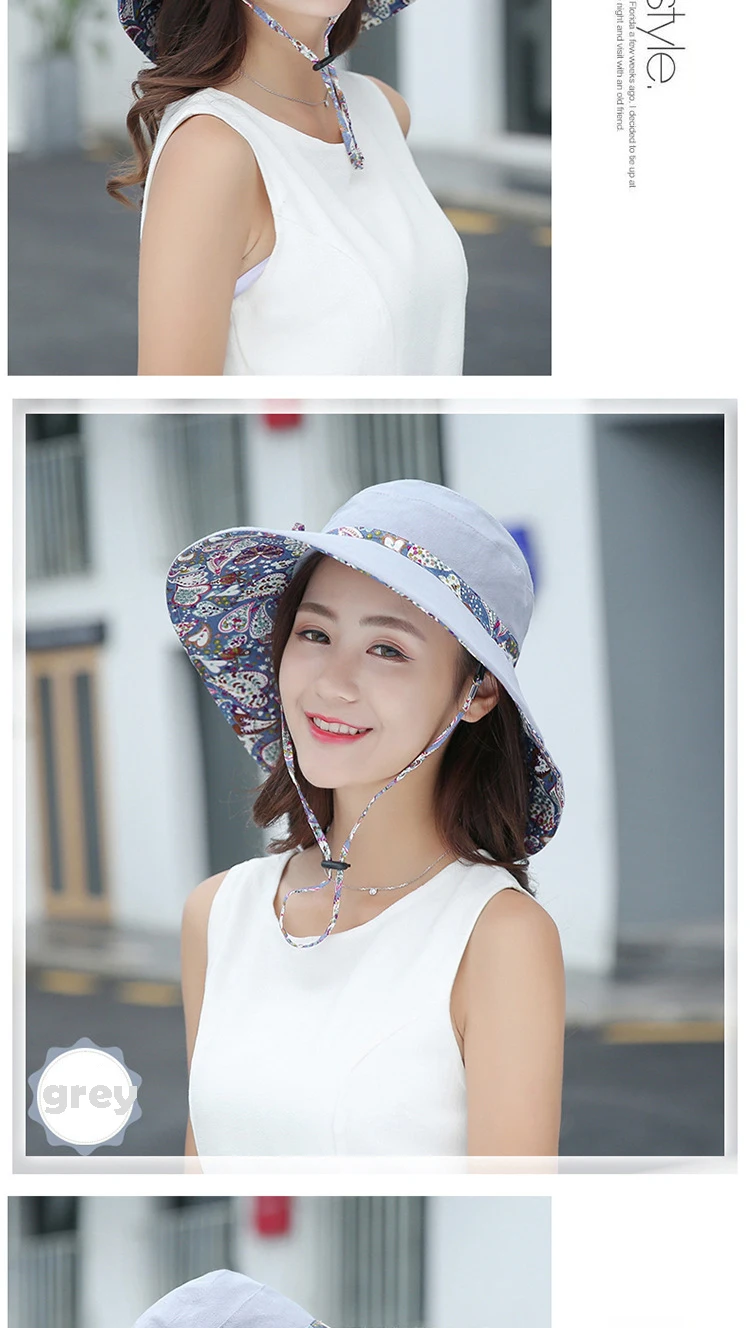 Bucket Hat, Panama Damen-Sonnenschutzhut im koreanischen Stil, Strandhut, winddichter, atmungsaktiver Hut, Hüte für Damen, Reisemütze S67 – Detail 8