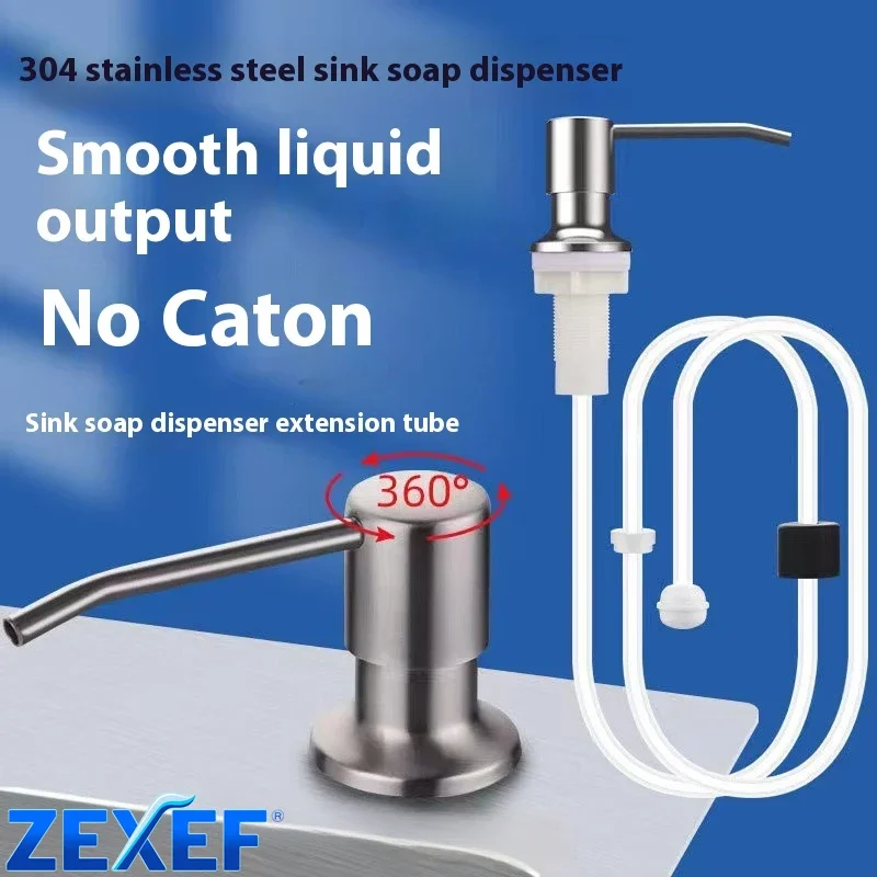 ZEXEF Soap Dispenser Kitchen Detergent for Sink Accessories From Refill the Top Above With Liquid Bathroom Alcohol Bottle Pump