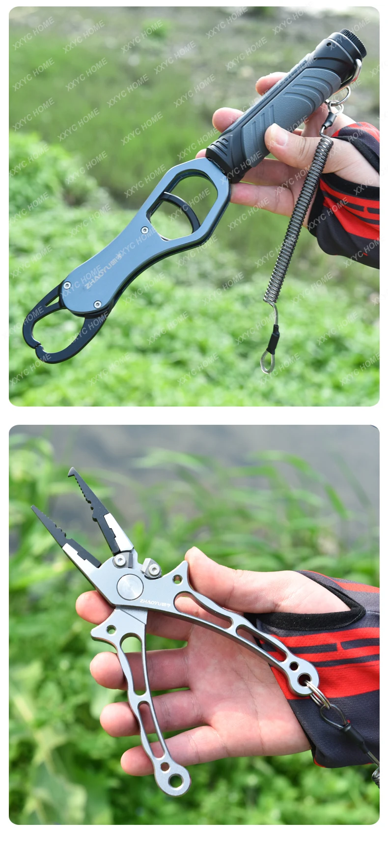 Multi-Functional Fish Grip with Scale Can Turn Forceps Pliers Control Large Fish Clip Catch Pliers Hook Taking Set