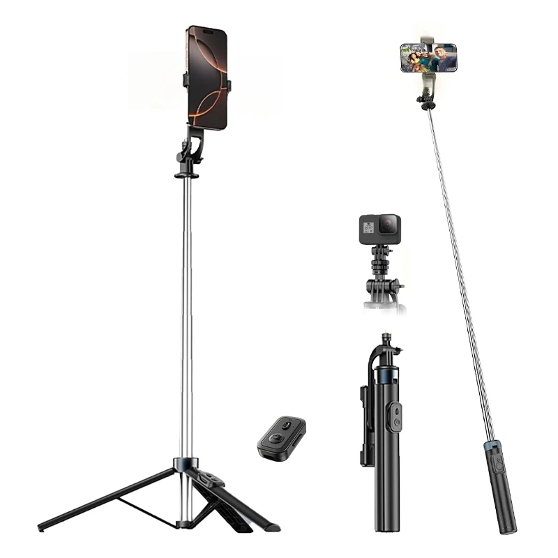 Handyhalterung 31-180CM Verstellbar Teleskopisch für iPhone 17 16 Samsung Huawei Xiaomi Live-Streaming-Handyhalterung Selfie-Stick mit 1/4 Zoll Gewindeanschluss Geeignet für Sony Canon Nikon Fujifilm