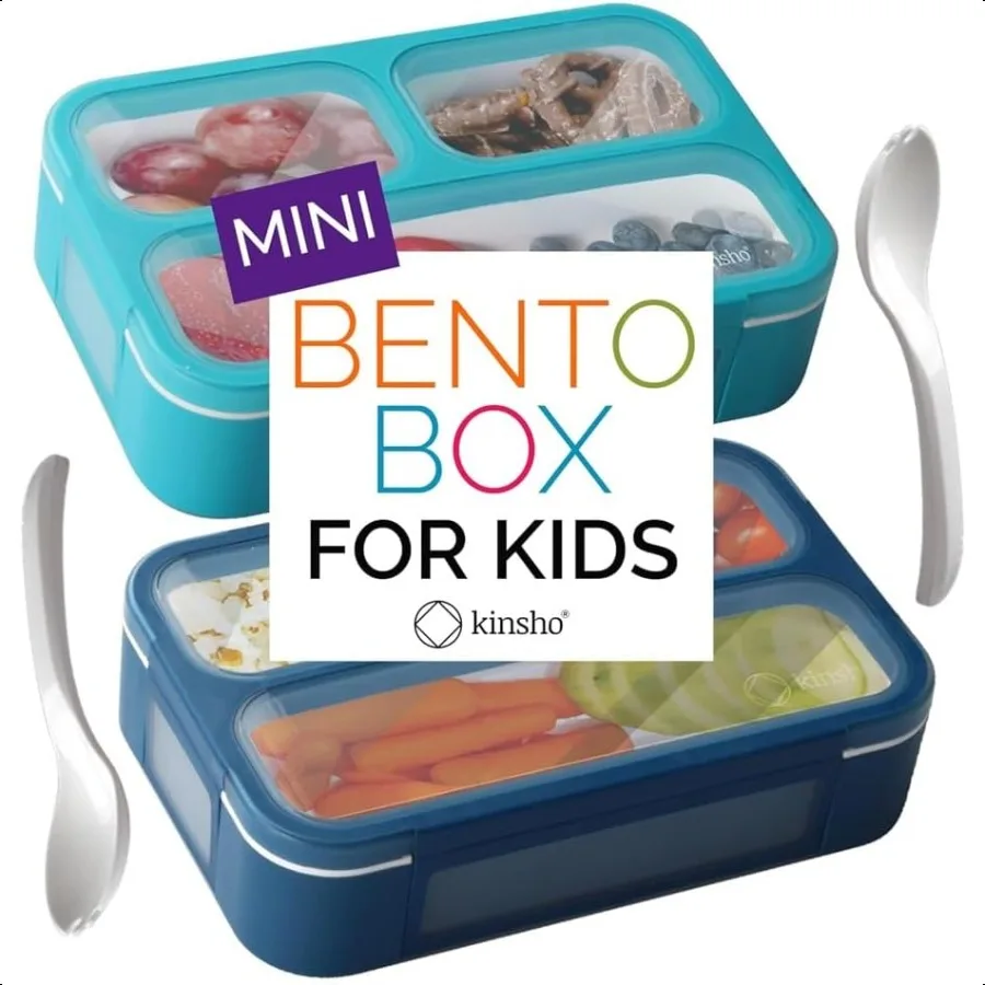 

Mini BentoBox Snack Boxes Set of 2 Small Portion Lunch Containers for Boys Girls Toddlers BPA Free Navy Blue