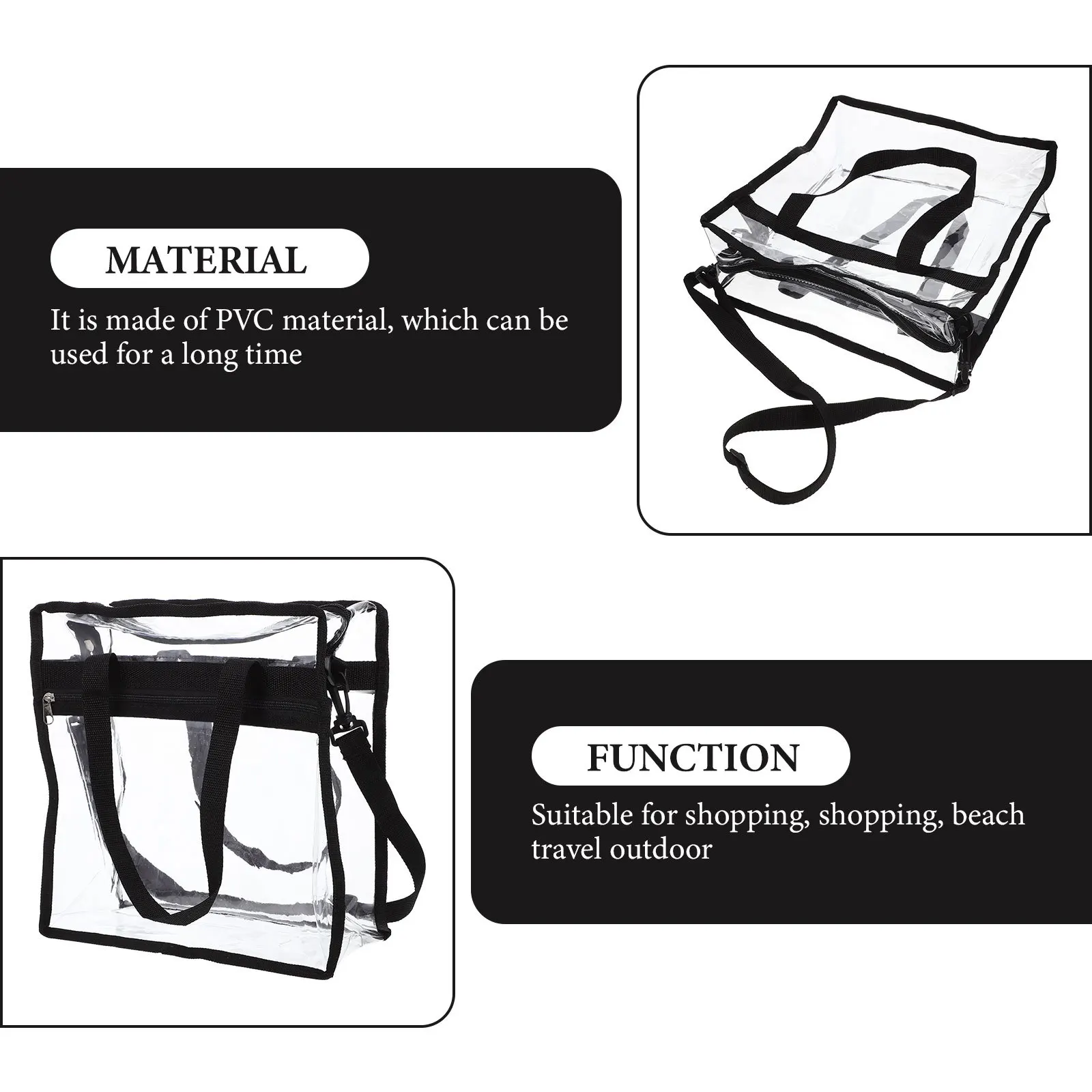 حقيبة كتف مفردة شفافة خفيفة الوزن وقوية ومحمولة ومتعددة الوظائف ومحفظة شفافة للسفر وحقائب كروس مريحة #4