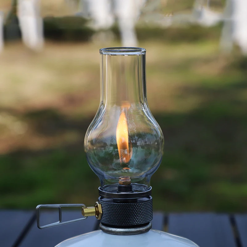 Camping Lantern Retro Glass Lampshade Gas Atmosphere Light Outdoor Fishing Picnic Gas Candle Lamp Camping Equipment Candle Light