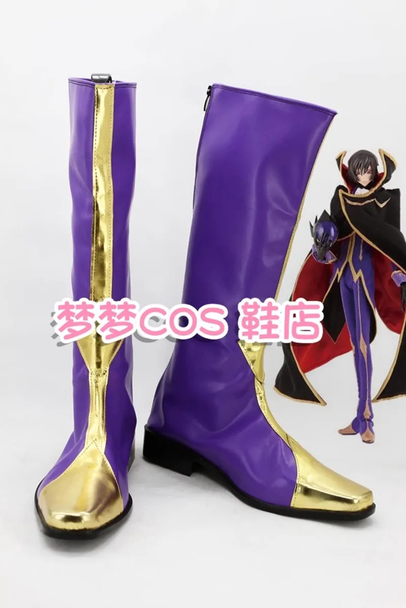 

CODE GEASS Lelouch of the Rebellion ZERO Обувь для косплея Фиолетовые ботинки ручной работы из искусственной кожи