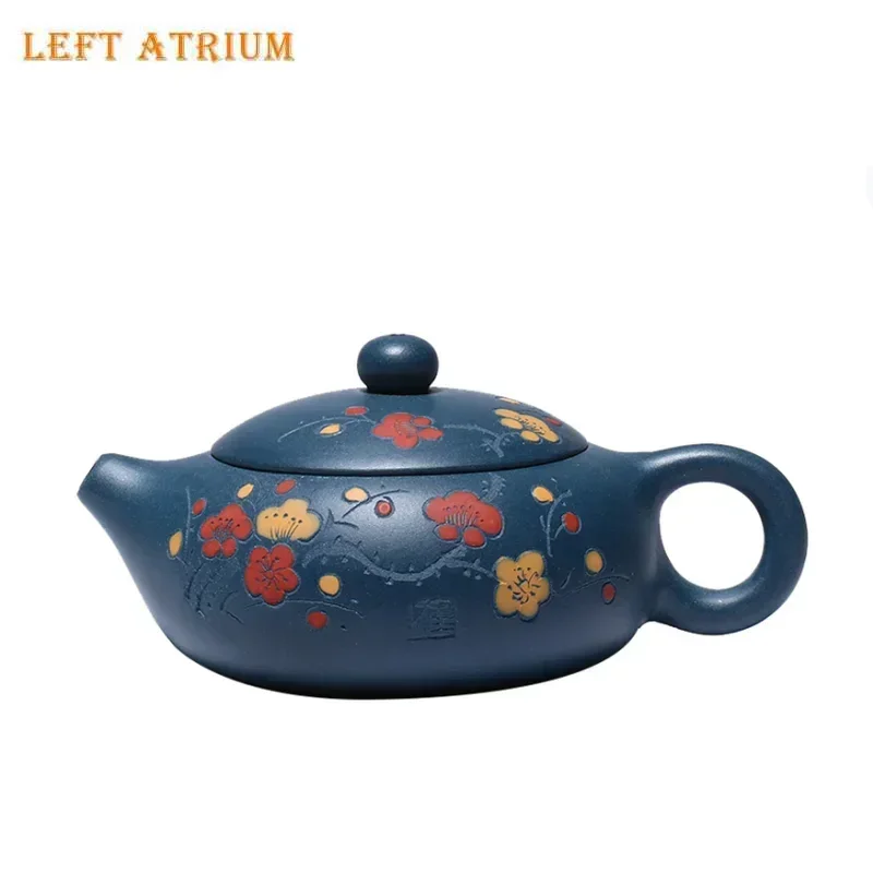 

160 мл китайские чайники Yixing ручной работы из фиолетовой глины, чайник с цветком сливы Xishi, чайник из сырой руды, лазура, грязевой чайник, подлинный чайный сервиз Zisha