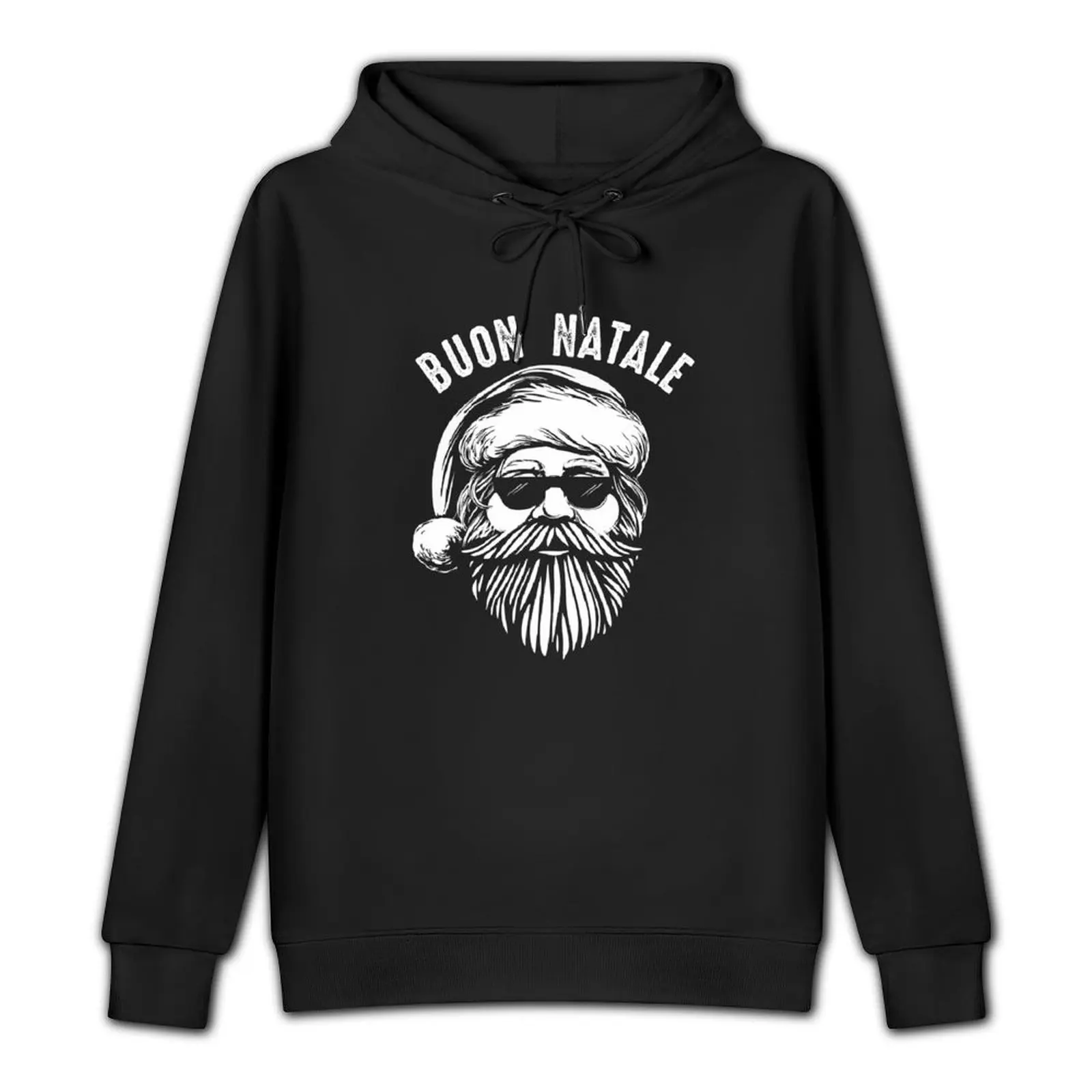 Buon Natale Italian Christmas Wish Cool Santa in Sunglasses Babbo Natale Funny Gift Pullover Hoodie