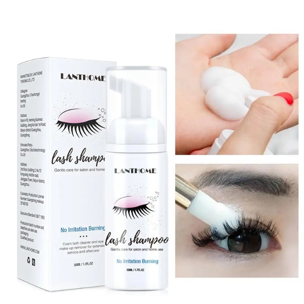 50ML Lanthome Eyelash Extension Shampoo Foam Kit For Makeup Remover Tools Glue Lash With Brush Women Eyelash Extension Glue E9N8