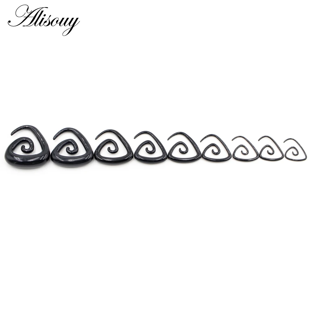 Alisouy 2pcs 1.6-10mm Irregul Triangle Acrylic Spiral Ear Tunnels Plugs Expander Stretcher Earrings Gauges Body Piercing Jewelry