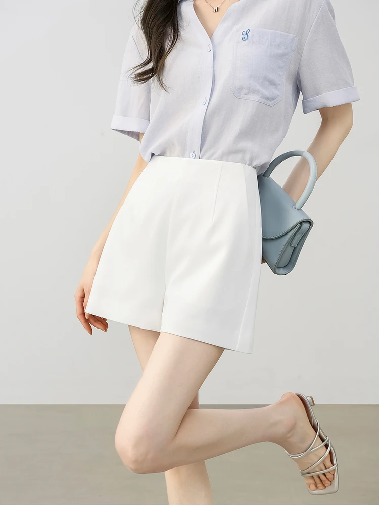 

SENTUBILA Women's High Waist Shorts 2025 Summer Solid Office Short Pants with Pockets Casual Versatile Woven Bottoms 152K87936