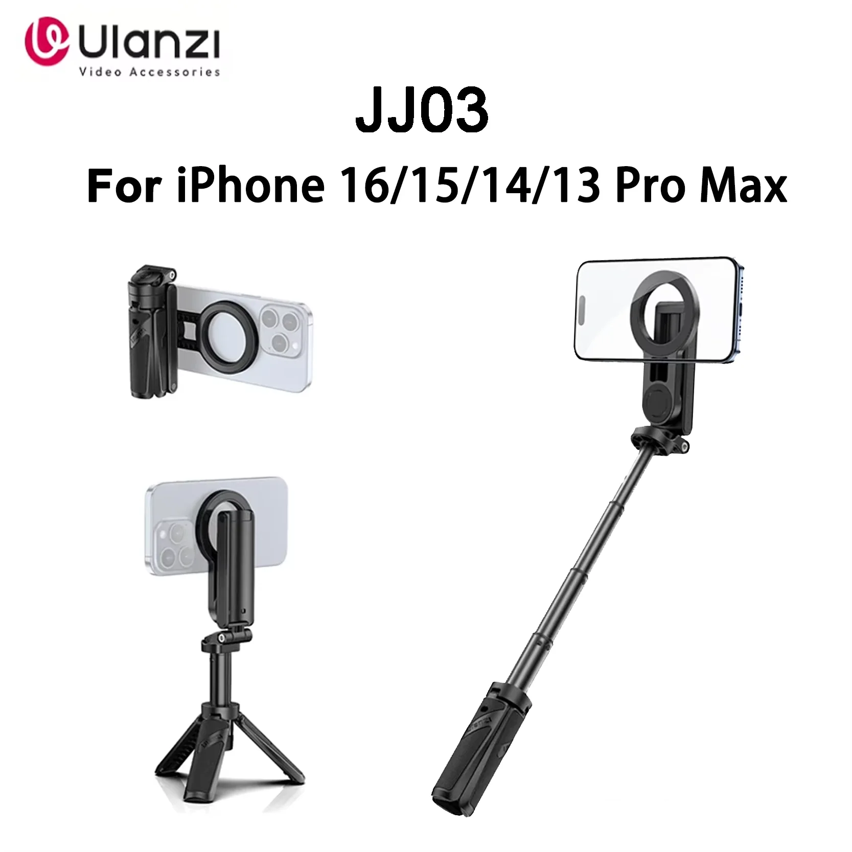 

Original Ulanzi JJ03 Magnetic Tripod Wireless Handle Phone Selfie Stick Desktop Foot, Suitable for iPhone 16/15/14/13 Pro Max